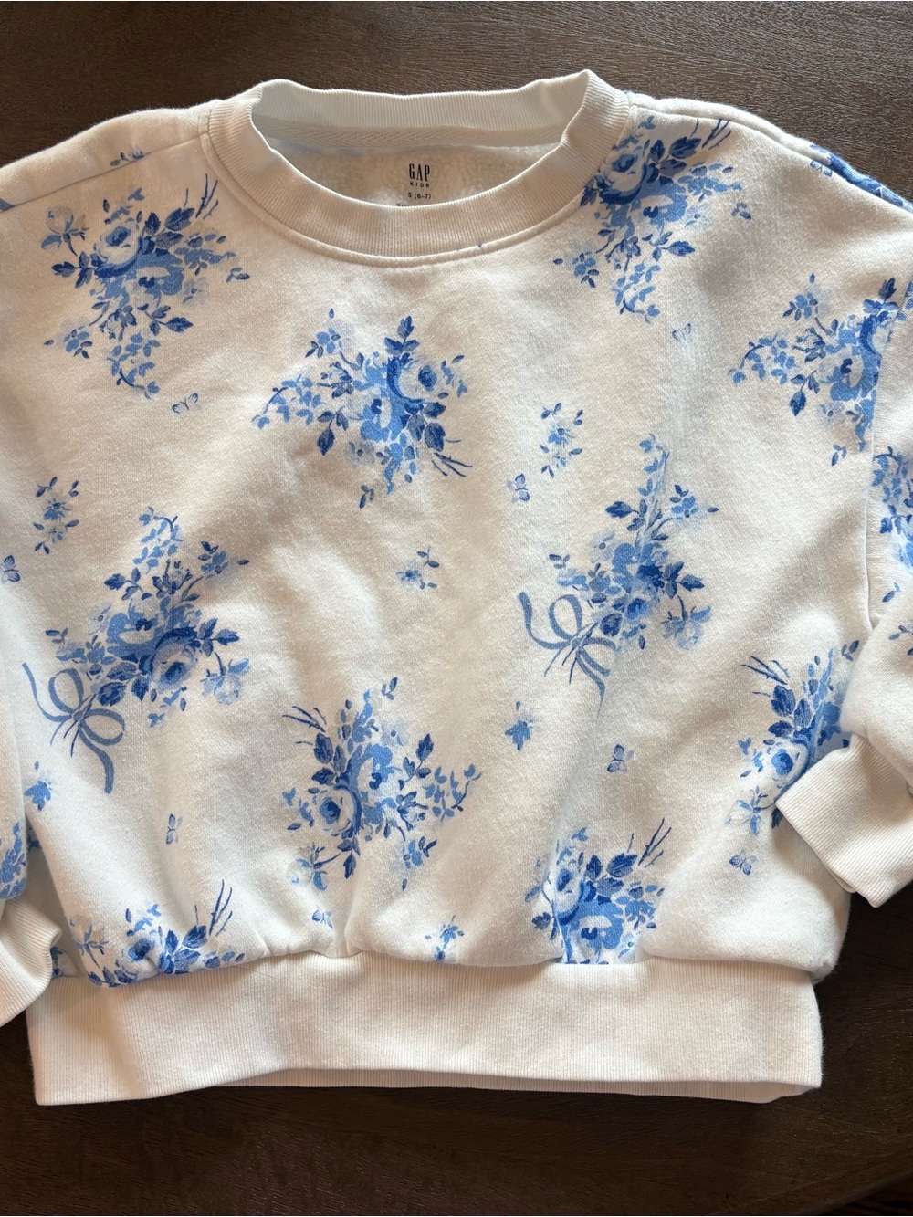 GAP Kids Sweatshirt with Blue Floral Bouquets